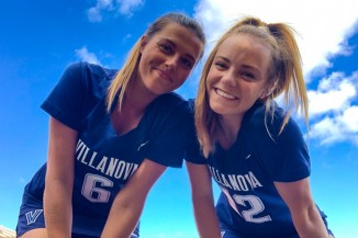 Harriette on the right with a Lacrosse team member from Villanova University