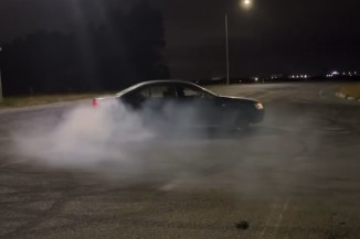 Car doing a powerslide burnout