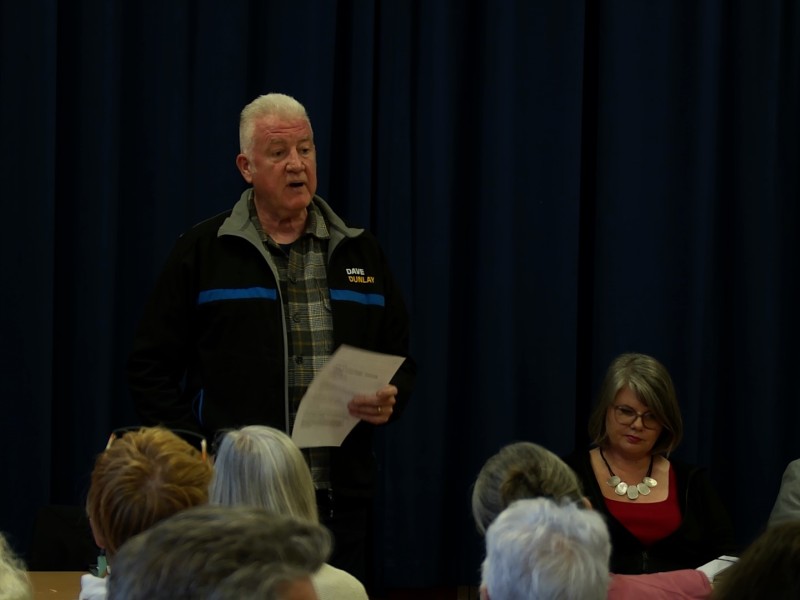 Dave Dunlay heading the "Safer & Quieter Road" meeting
