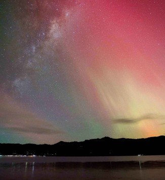 Aurora over Akaroa and Milky Way