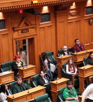 Youth MPs walking out of Parliament in response to speech