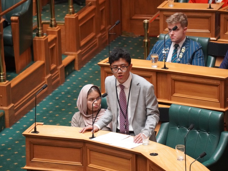 Rt Hon Winston Peters’ selected Youth MP speaking in the Chamber