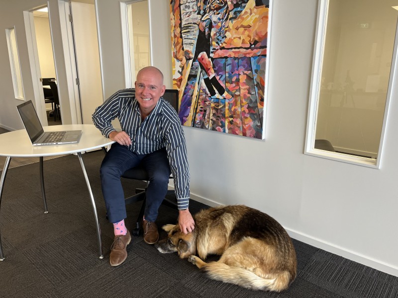 Tim and Coco at Office