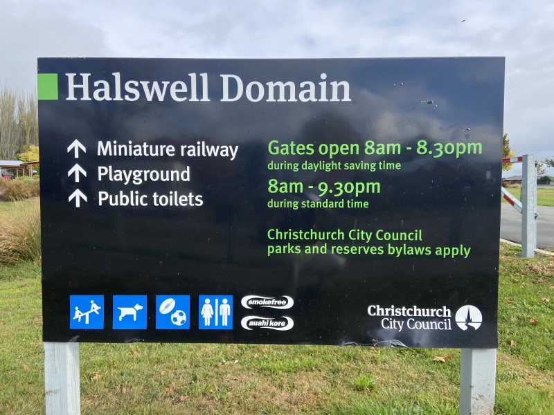 Sign at Halswell Domain 